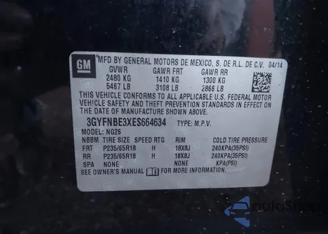 2014 Cadillac Srx Luxury Collection z USA, uszkodzony, nr VIN 3GYFNBE3XES664634